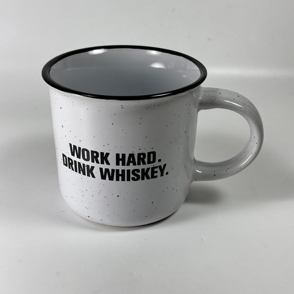 Knob Creek Ceramic Coffee Mug Cup Work Hard Drink Whiskey Speckled Enamel Look - Picture 4 of 10